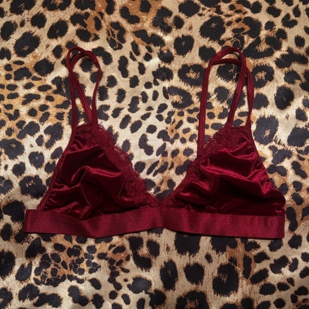 SHEIN Velvet Burgundy Bralette Bra